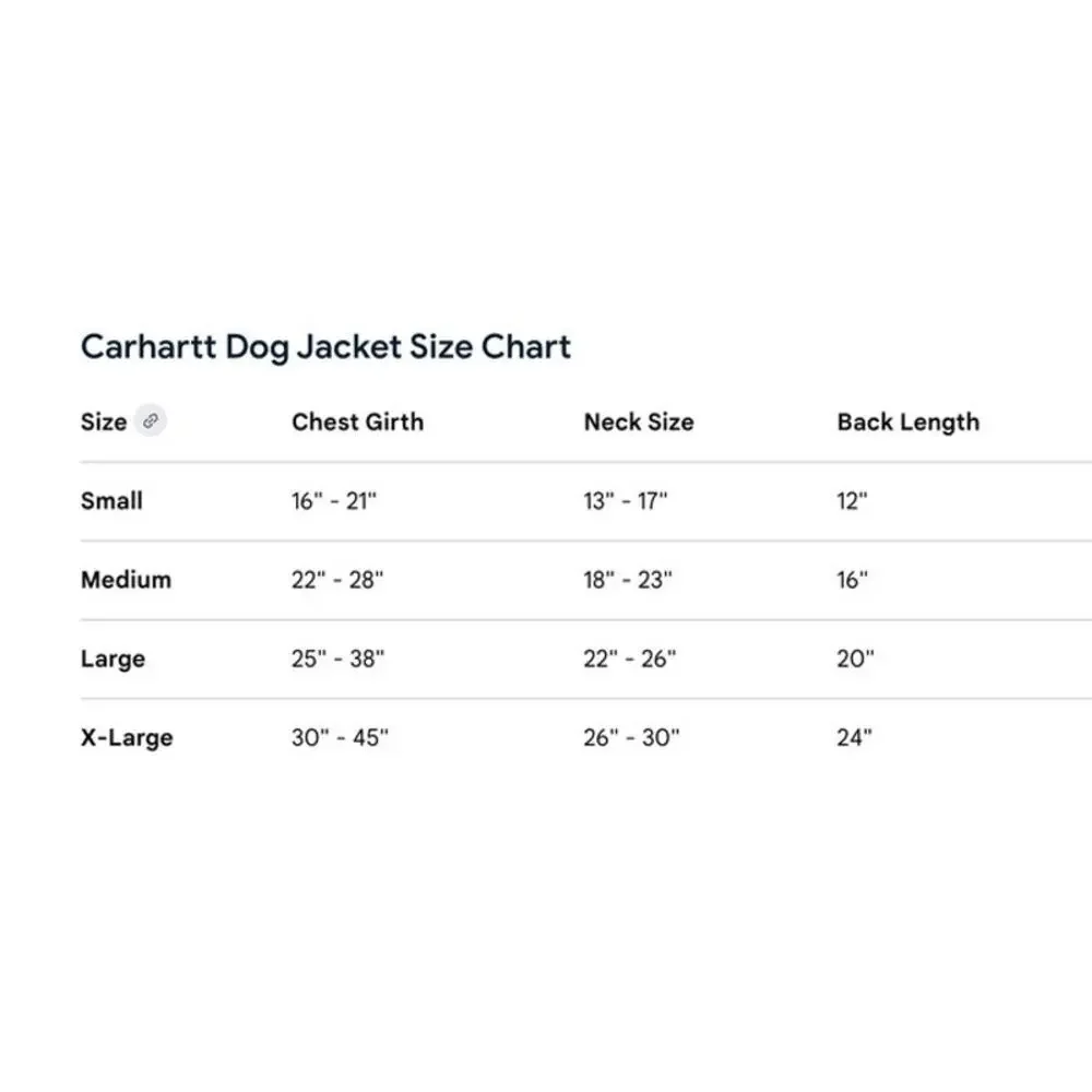 Carhartt Black Waterproof Weather Resist Jacket for Dogs Adjustable Sz Med NWOT